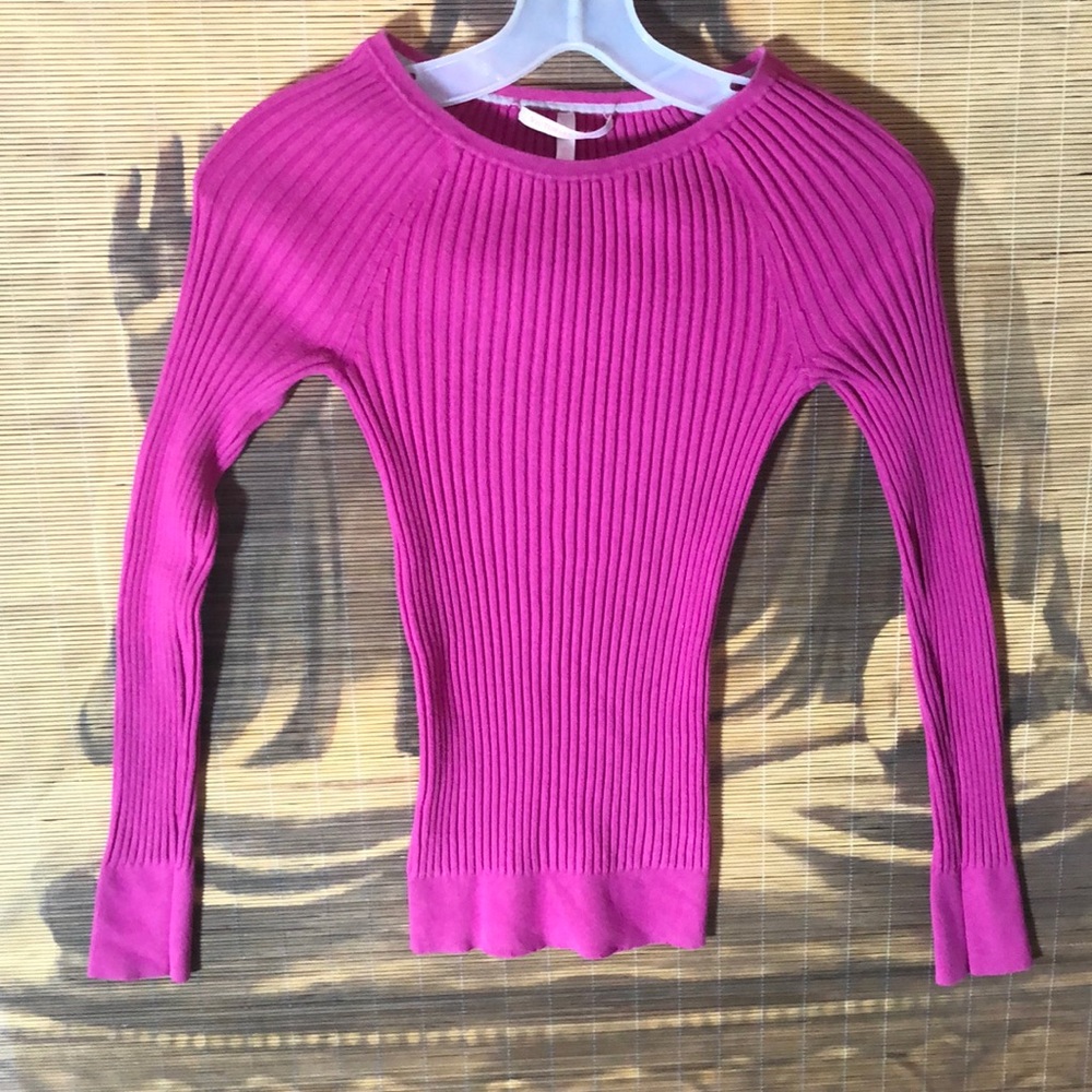 VICTORIA SECRET Sweater Women’s small Hot pink Ribbed knit top sleeve stretchy